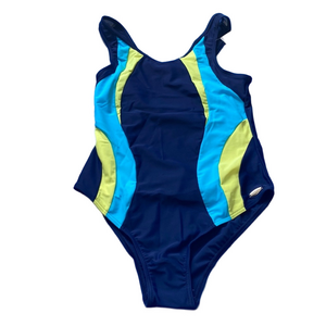 Merry Style Colorblock One Piece Swimsuit Blue Green Athletic SIZE L NWT